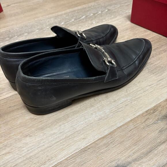 Salvatore Ferragamo Muller Nero Calf Black Leather Dress Shoes Size 10 - Picture 5 of 9